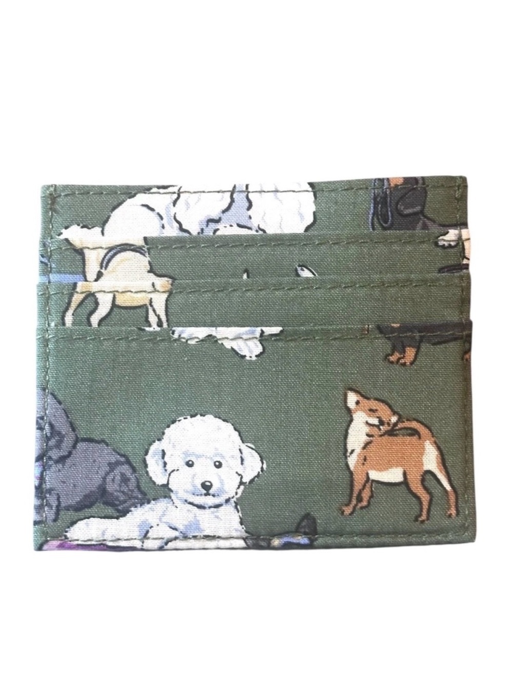 Vera Bradley Green Slim 6 Slot Dog Park Card Case/ Wallet NWOT - Picture 2 of 4